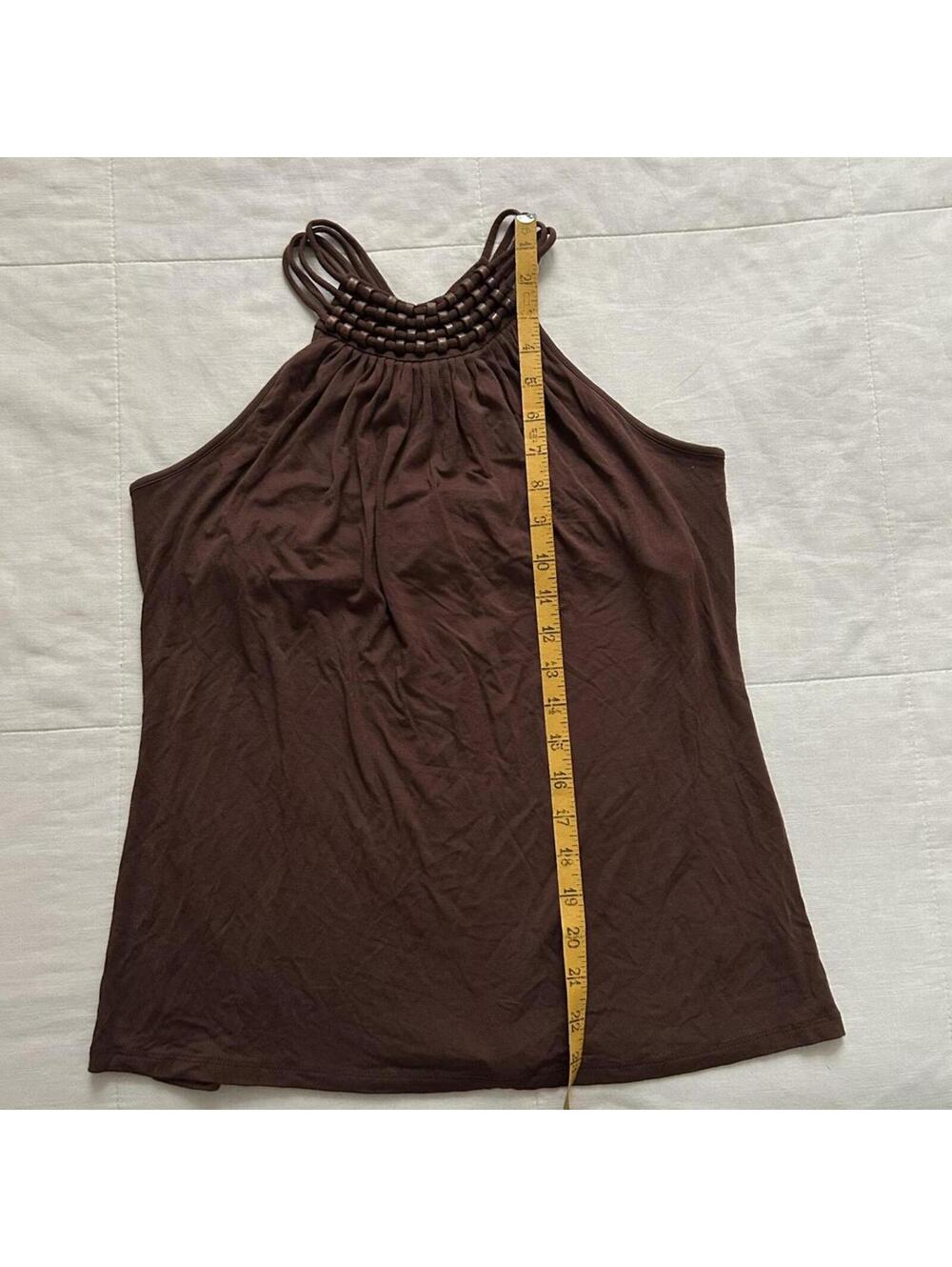 Michael Kors Brown Beaded Halter Top Shelf Bra Size L - Picture 7 of 8
